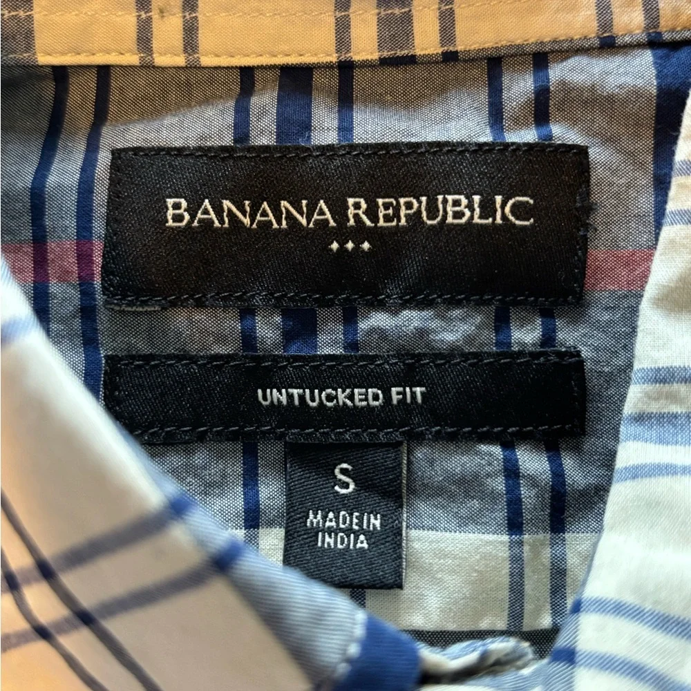 NWT Banana Republic Blue and Yellow Casual Button Down Shirt Sz Small 💯 Cotton